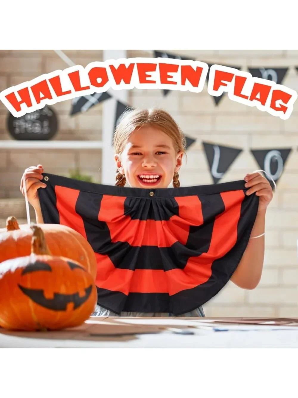 6 Pcs Halloween Flag Bunting - 3x6 ft Pleated Banner for Indoor/Outdoor Decor